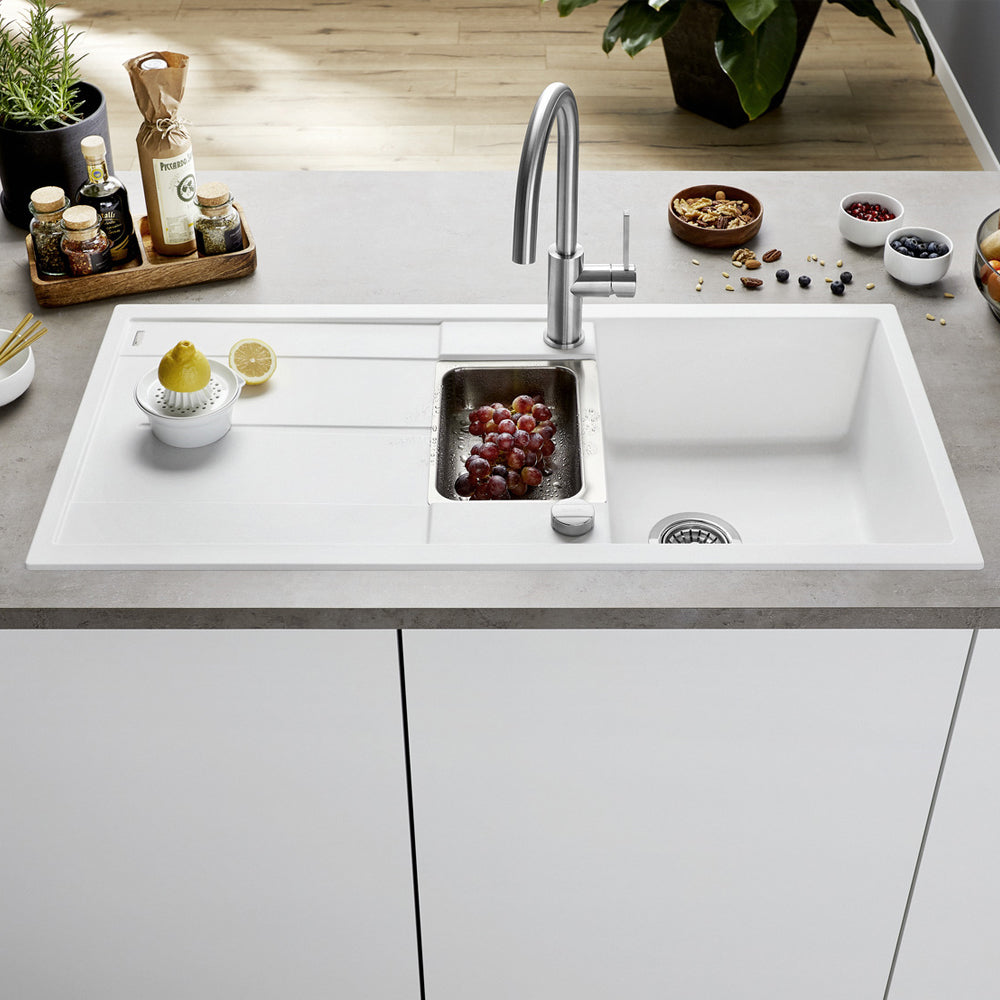 Granitna sudopera Blanco Silgranit METRA 6 S + drvena daska - 1000x500x190