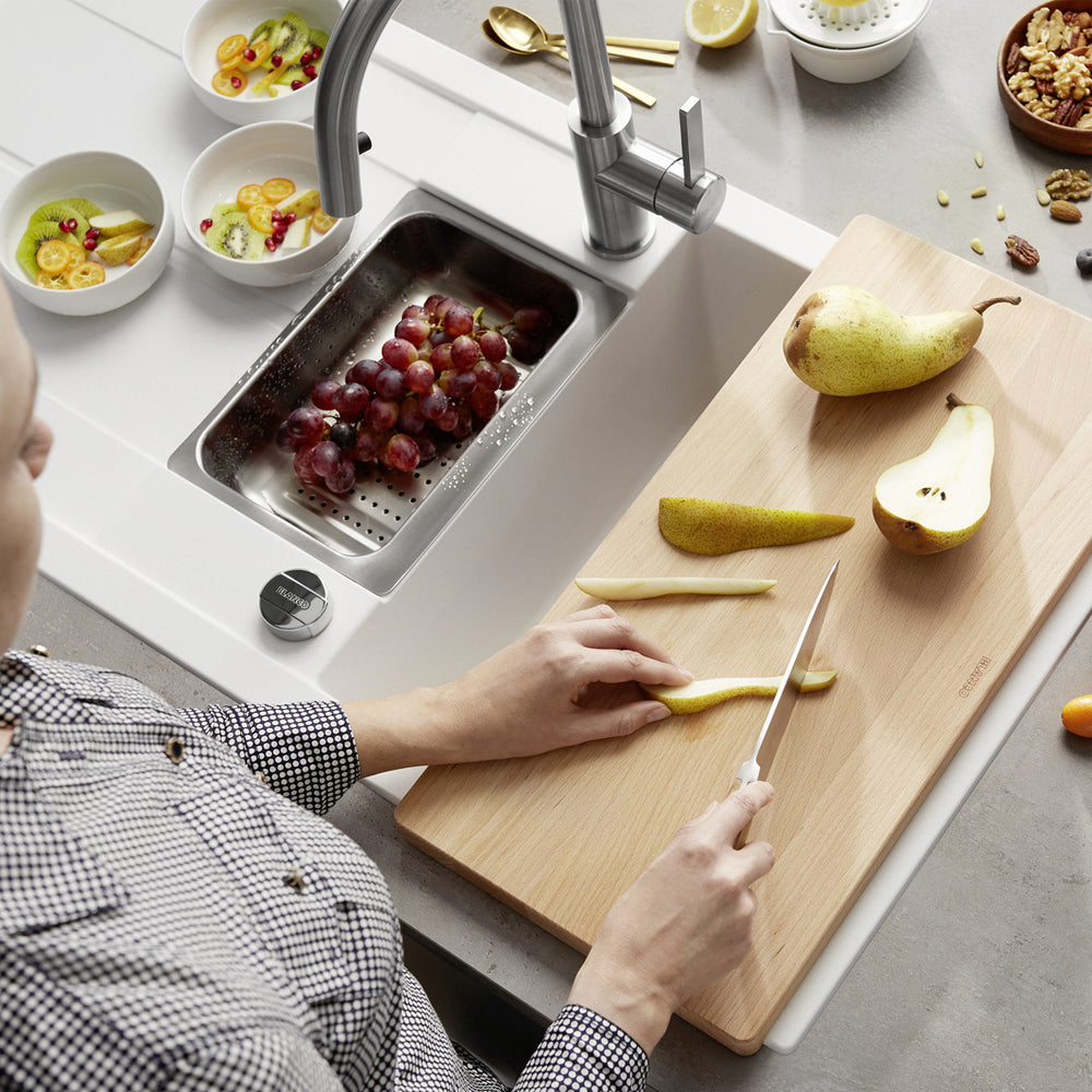 Granitna sudopera Blanco Silgranit METRA 6 S + drvena daska - 1000x500x190