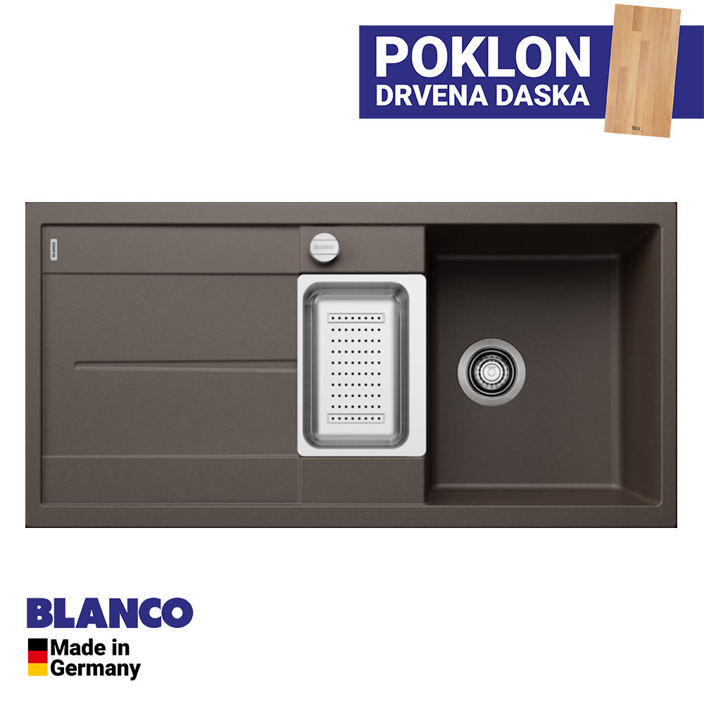 Granitna sudopera Blanco Silgranit METRA 6 S + drvena daska - 1000x500x190