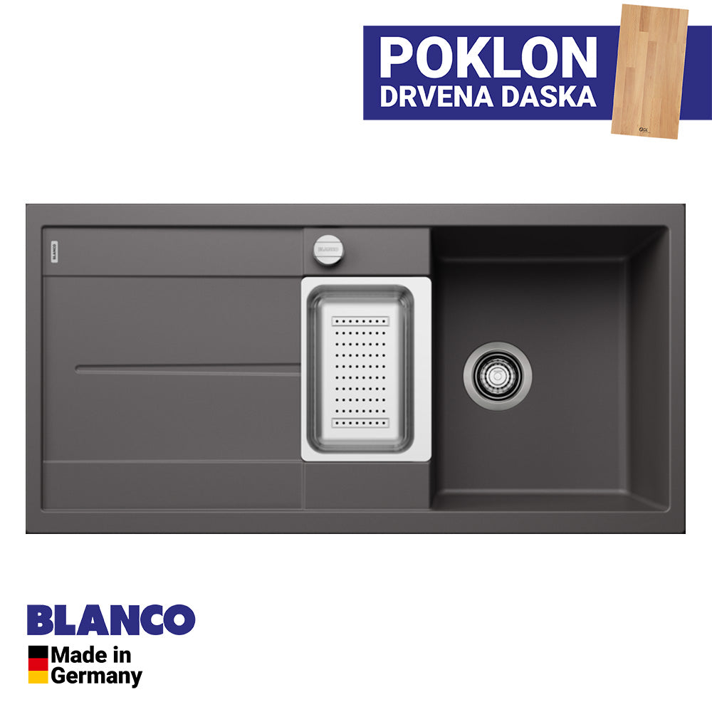 Granitna sudopera Blanco Silgranit METRA 6 S + drvena daska - 1000x500x190