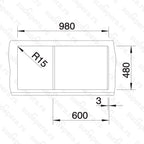 Granitna sudopera Blanco Silgranit METRA 6 S + drvena daska - 1000x500x190