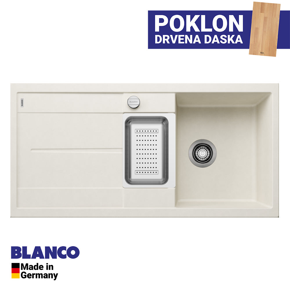 Granitna sudopera Blanco Silgranit METRA 6 S + drvena daska - 1000x500x190