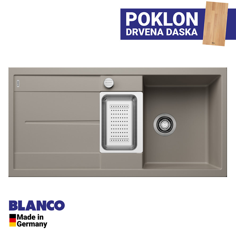 Granitna sudopera Blanco Silgranit METRA 6 S + drvena daska - 1000x500x190