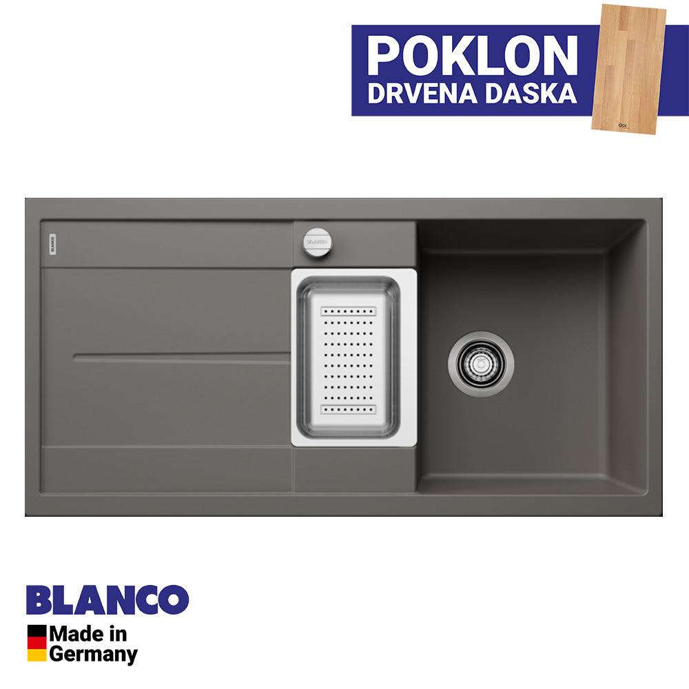Granitna sudopera Blanco Silgranit METRA 6 S + drvena daska - 1000x500x190