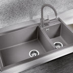 Granitna sudopera Blanco Silgranit METRA 9 + drvena daska - 860x500x190