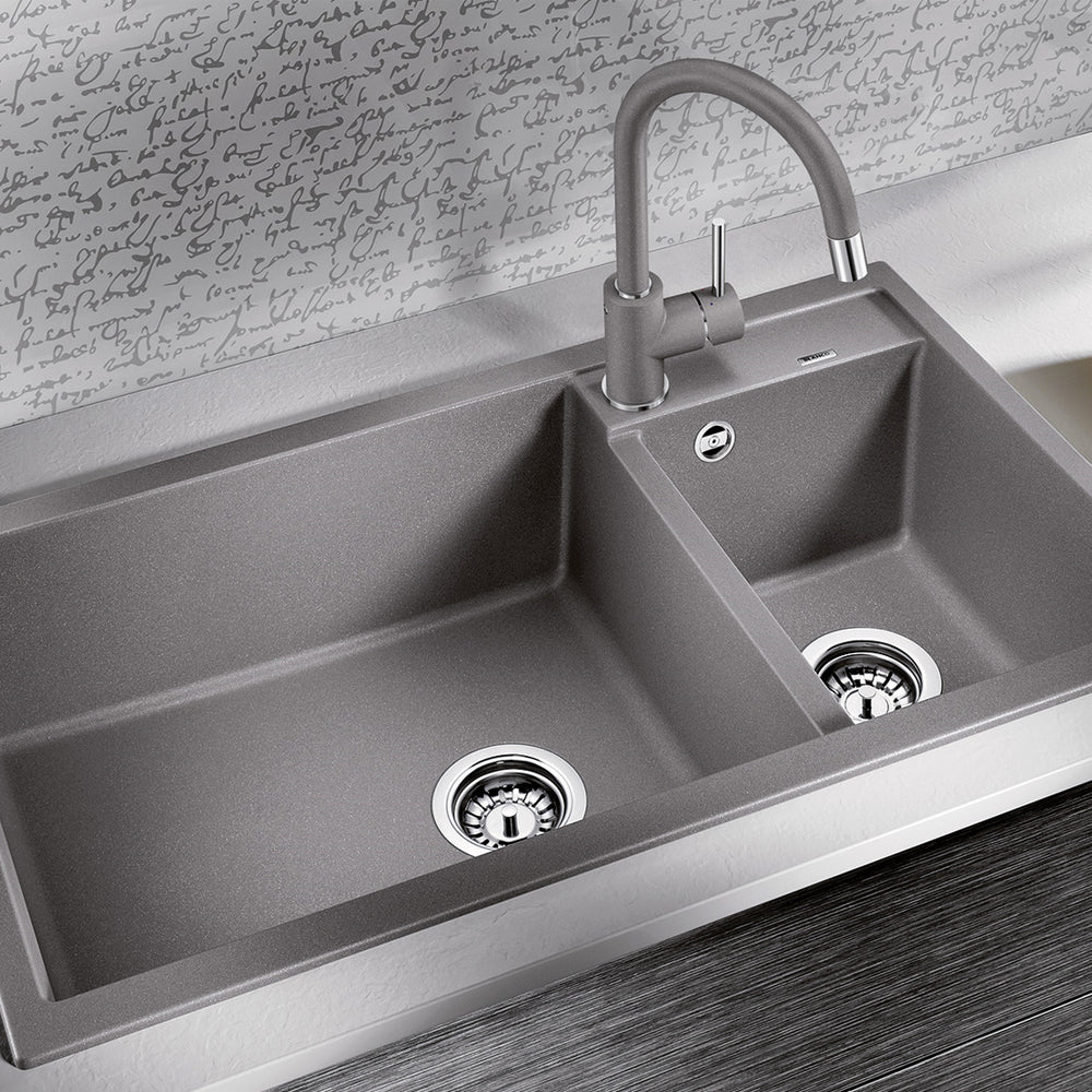 Granitna sudopera Blanco Silgranit METRA 9 + drvena daska - 860x500x190