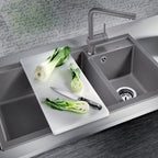 Granitna sudopera Blanco Silgranit METRA 9 + drvena daska - 860x500x190