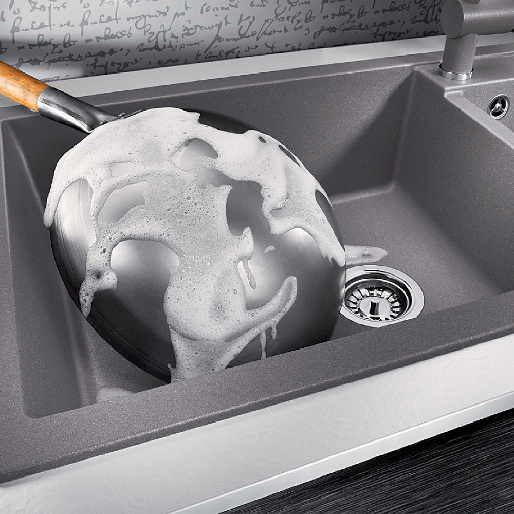 Granitna sudopera Blanco Silgranit METRA 9 + drvena daska - 860x500x190