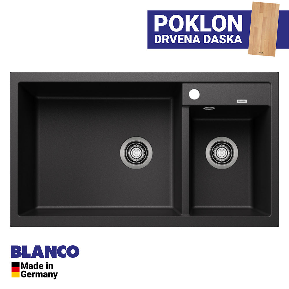 Granitna sudopera Blanco Silgranit METRA 9 + drvena daska - 860x500x190