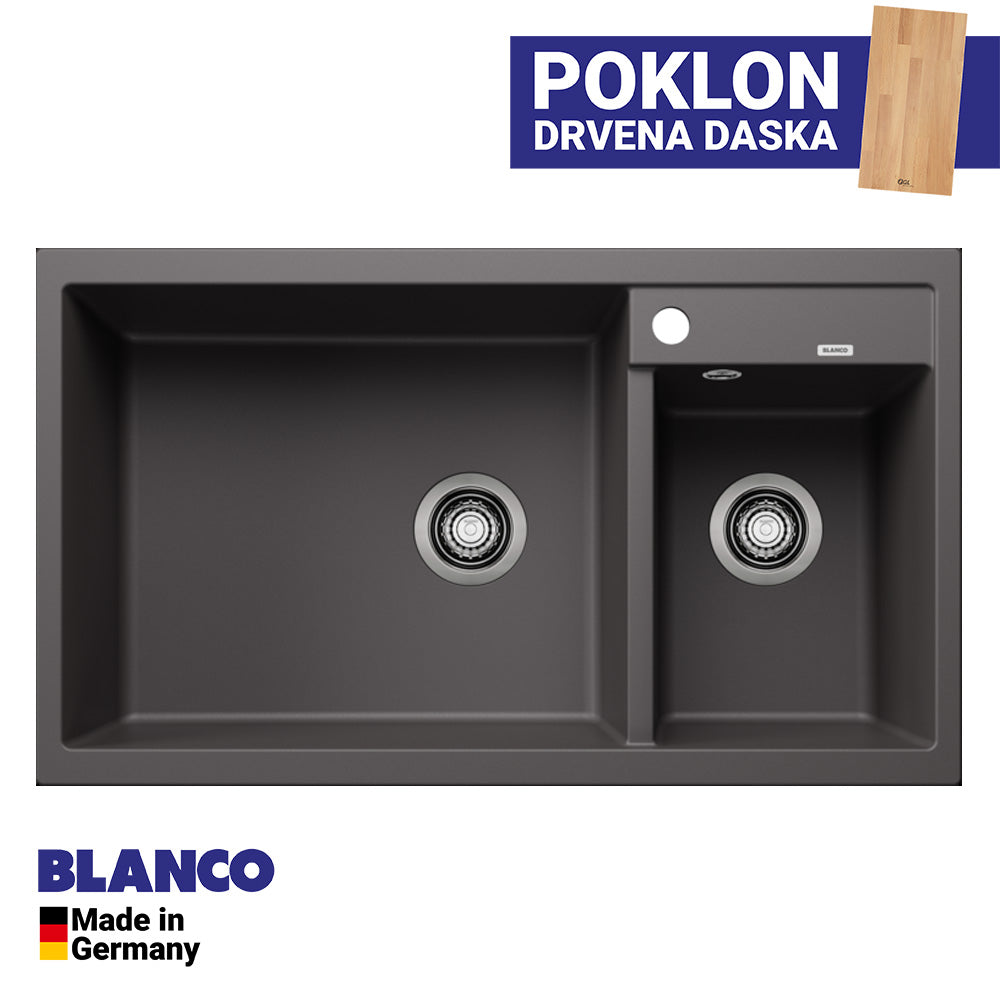 Granitna sudopera Blanco Silgranit METRA 9 + drvena daska - 860x500x190