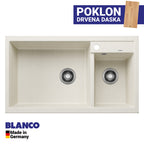 Granitna sudopera Blanco Silgranit METRA 9 + drvena daska - 860x500x190