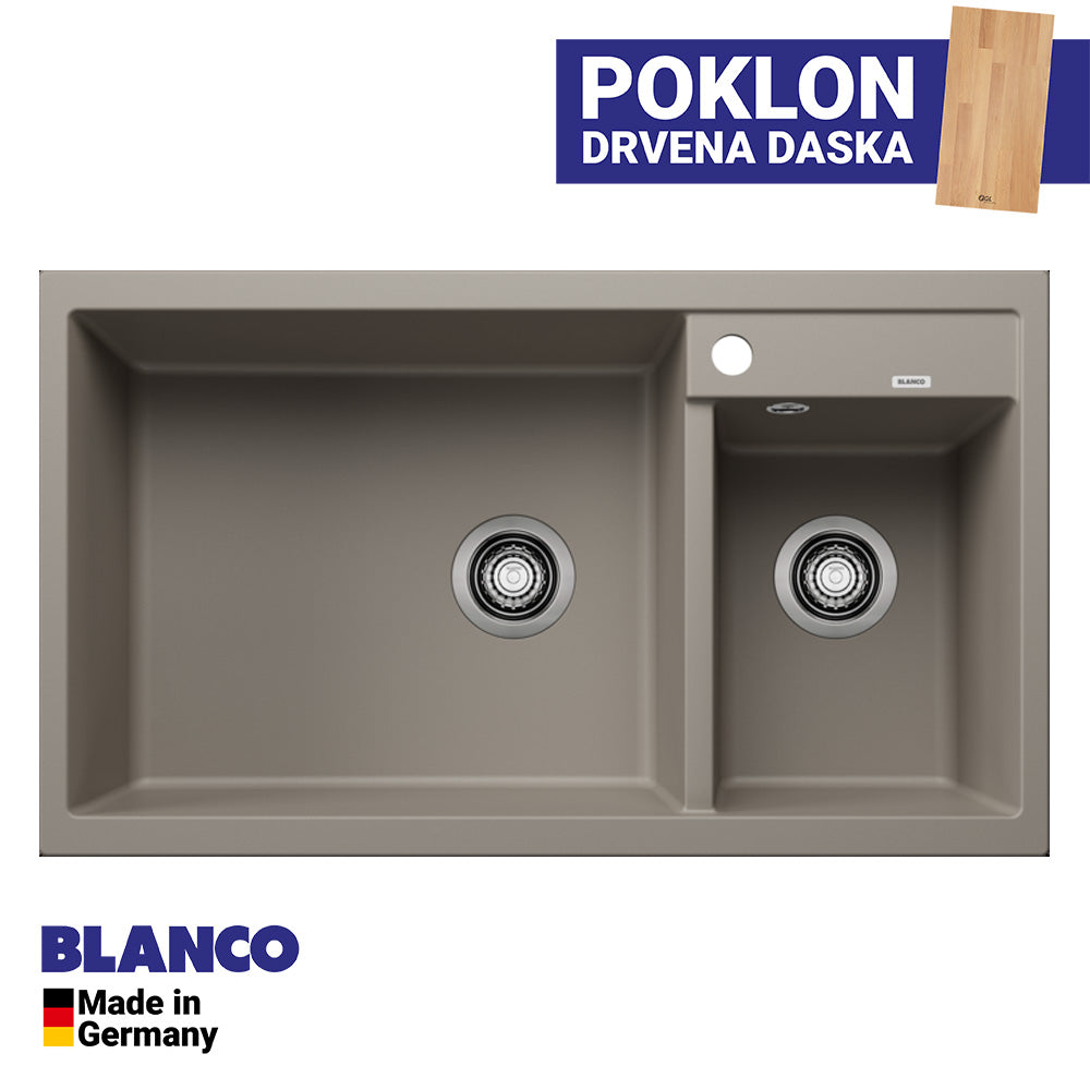 Granitna sudopera Blanco Silgranit METRA 9 + drvena daska - 860x500x190