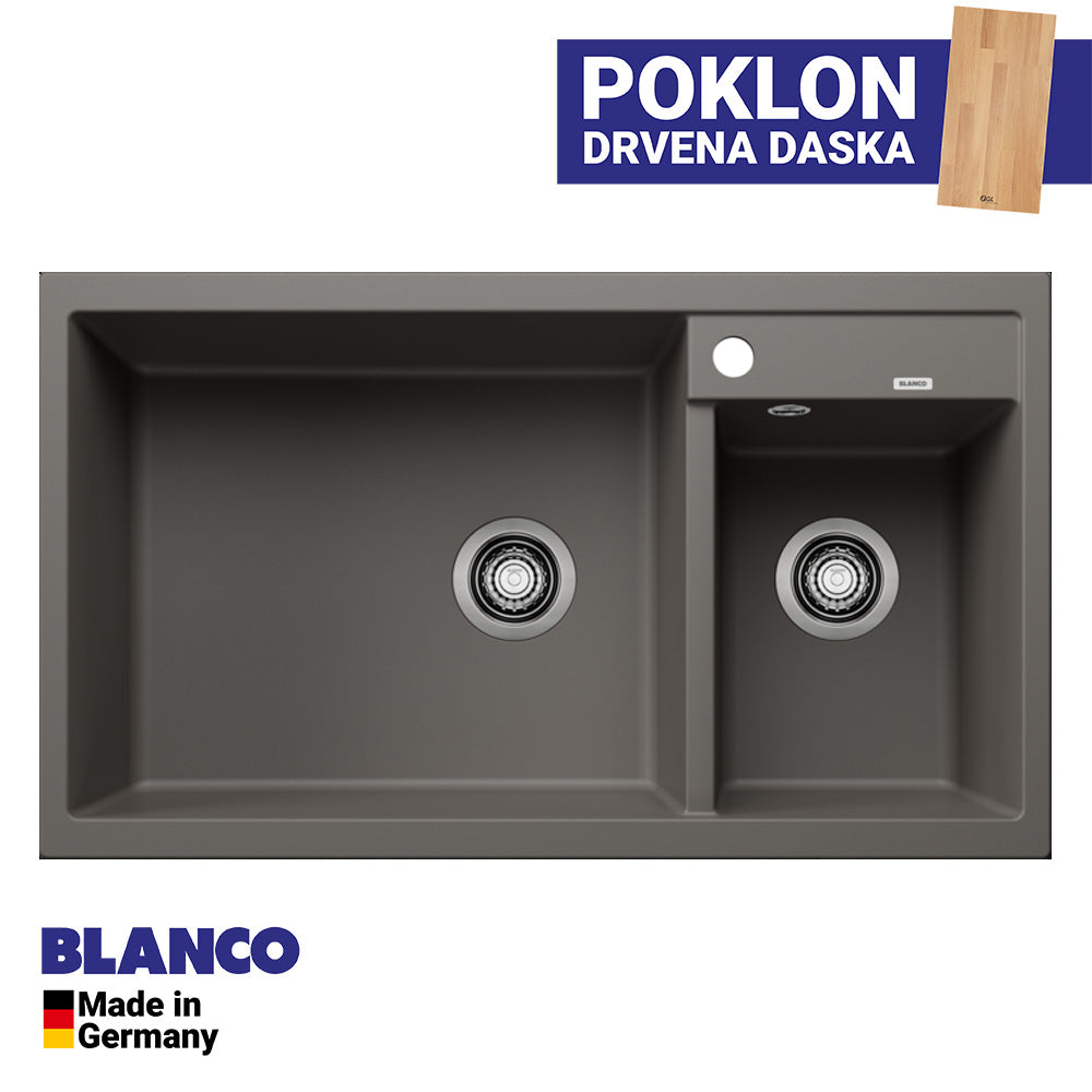 Granitna sudopera Blanco Silgranit METRA 9 + drvena daska - 860x500x190