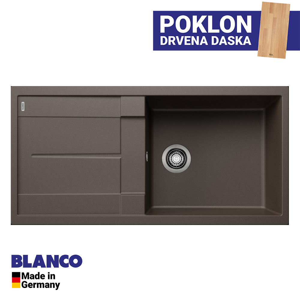 Granitna sudopera Blanco Silgranit METRA XL 6 S +drvena daska - 1000x500x190