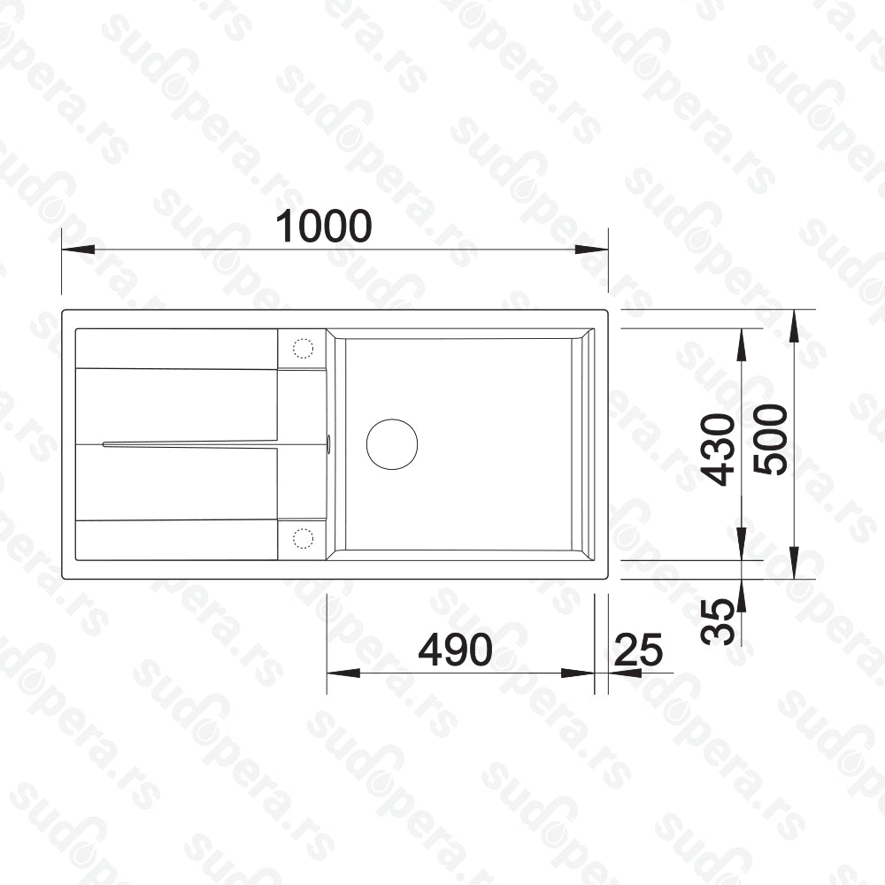 Granitna sudopera Blanco Silgranit METRA XL 6 S +drvena daska - 1000x500x190