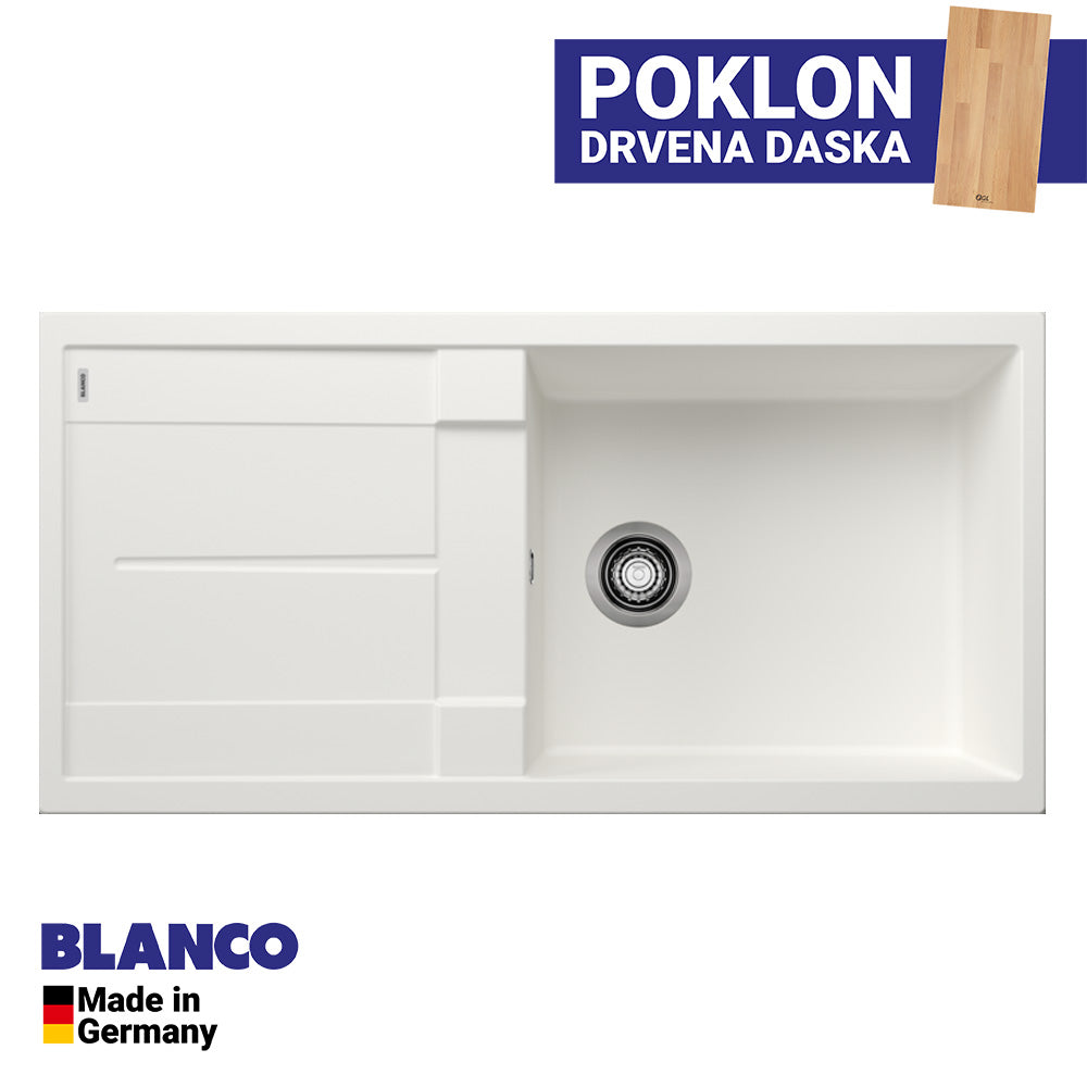 Granitna sudopera Blanco Silgranit METRA XL 6 S +drvena daska - 1000x500x190