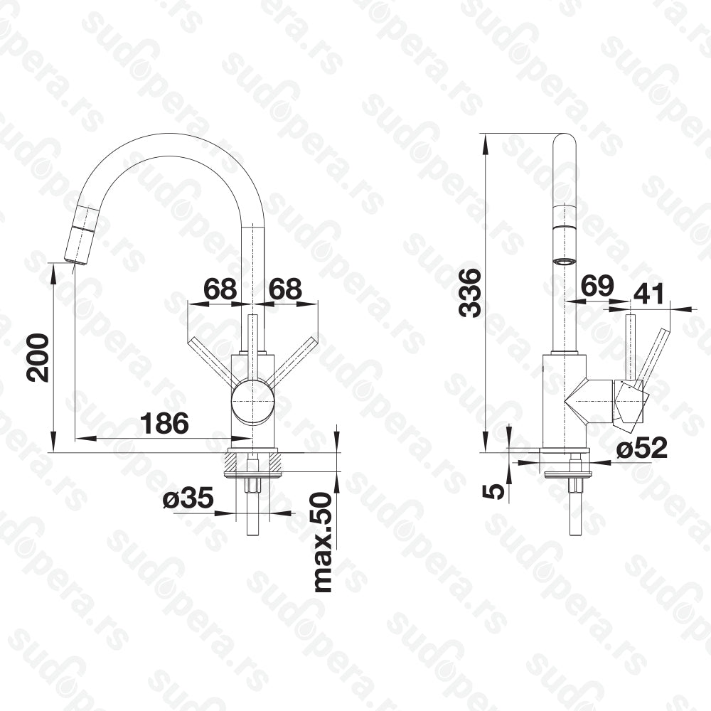 Kuhinjska slavina Blanco MIDA-S sa izvlačnim tušem