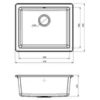 Granitna sudopera Metalac Quadro U50 - 570x470x200