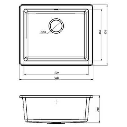 Granitna sudopera Metalac Quadro U50 - 570x470x200