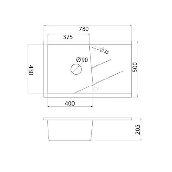 Granitna sudopera Metalac xLinea PLUS - 780x500x190