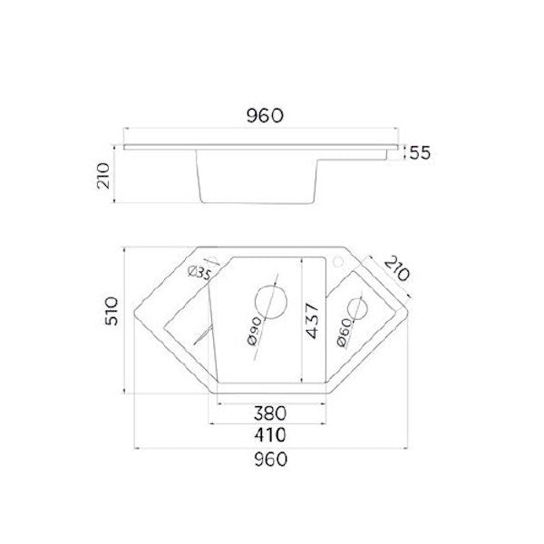 Granitna sudopera Metalac xDiamond - 960x510x200