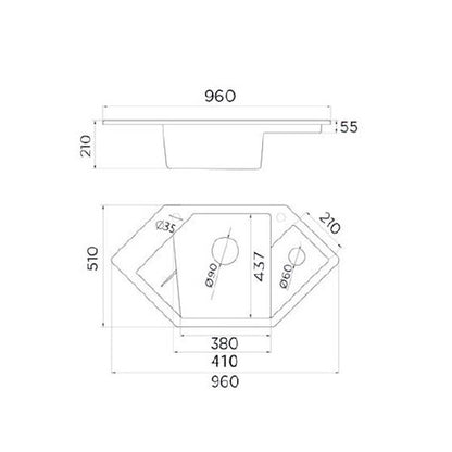 Granitna sudopera Metalac xDiamond - 960x510x200