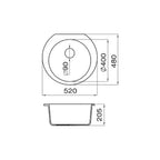 Granitna sudopera Metalac xOmega - 520x480x190