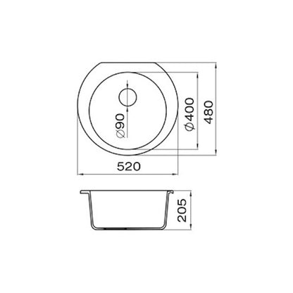 Granitna sudopera Metalac xOmega - 520x480x190