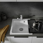 Granitna sudopera Blanco Silgranit NAYA 45 + drvena daska - 465x510x200