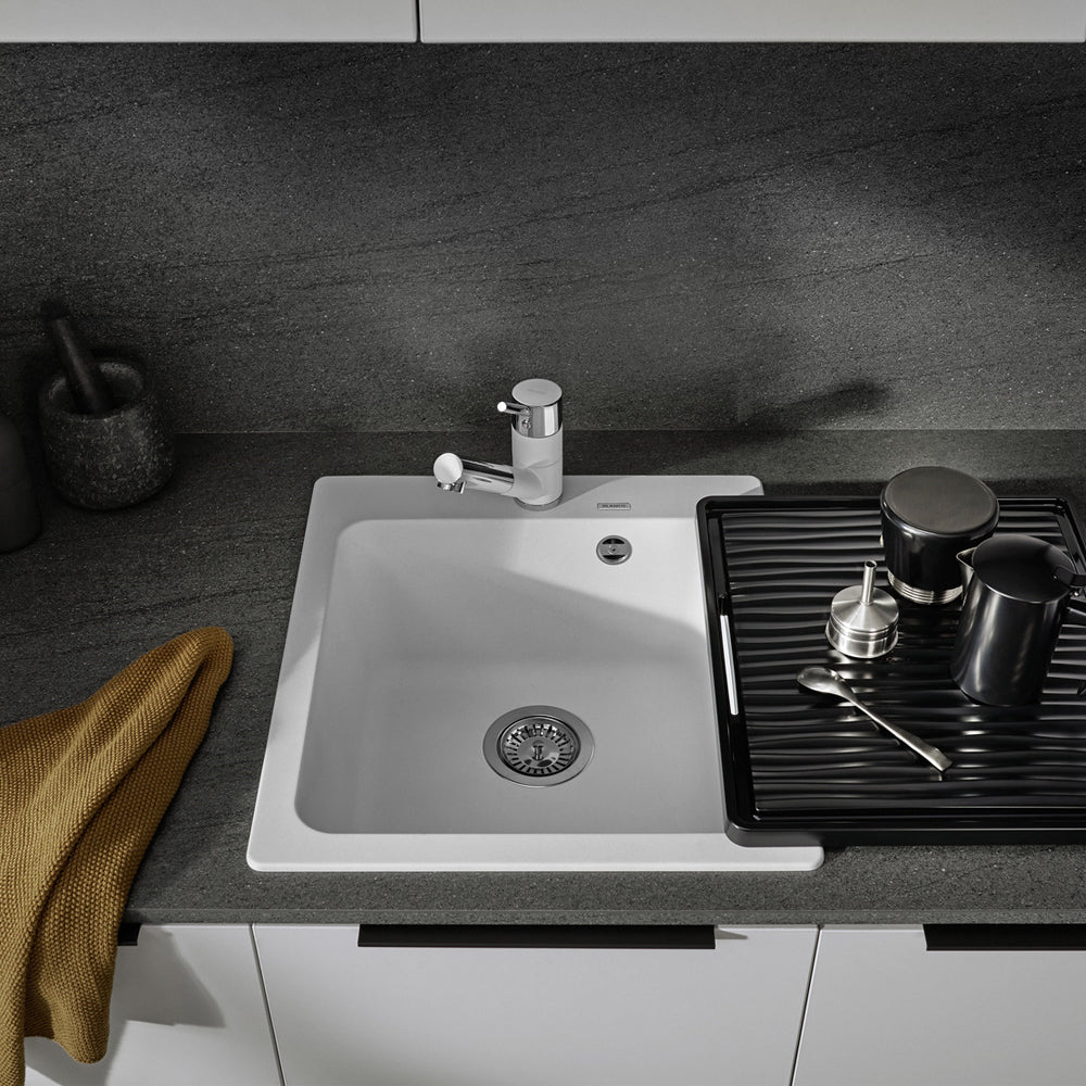 Granitna sudopera Blanco Silgranit NAYA 45 + drvena daska - 465x510x200