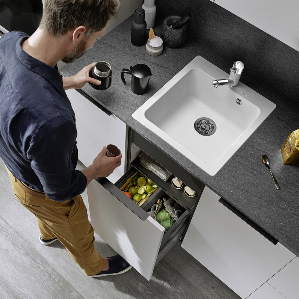 Granitna sudopera Blanco Silgranit NAYA 45 + drvena daska - 465x510x200