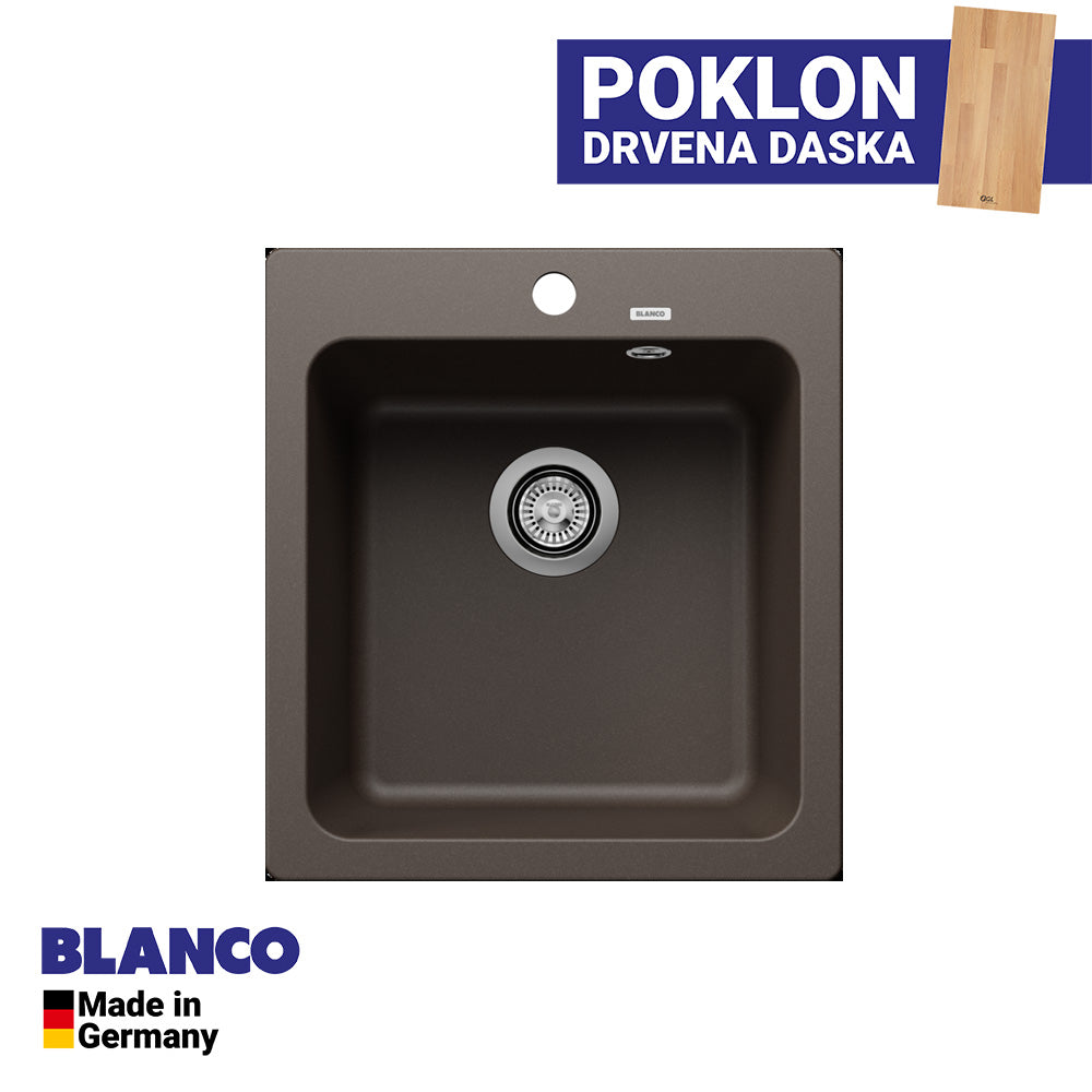 Granitna sudopera Blanco Silgranit NAYA 45 + drvena daska - 465x510x200