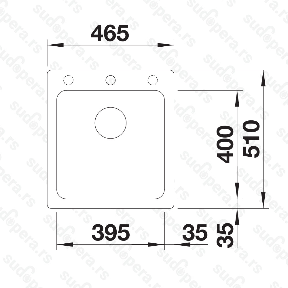 Granitna sudopera Blanco Silgranit NAYA 45 + drvena daska - 465x510x200
