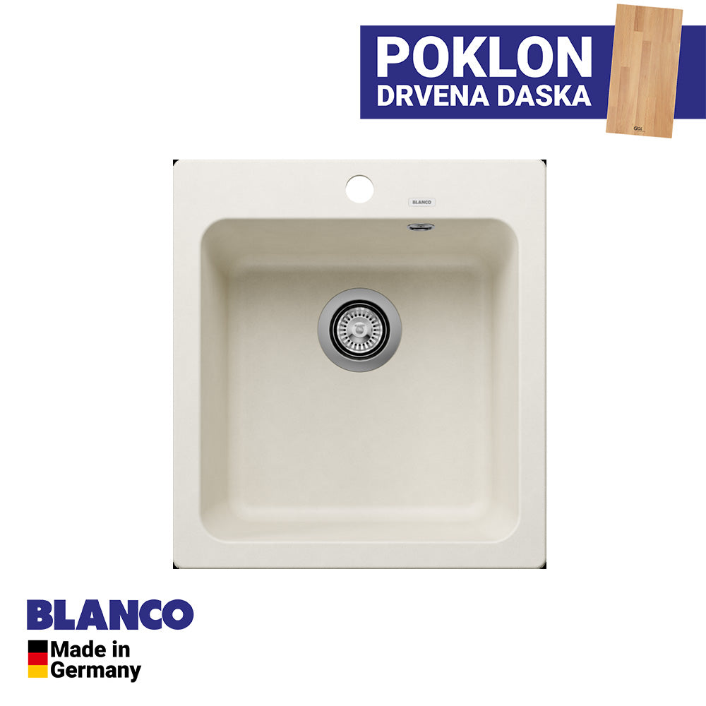 Granitna sudopera Blanco Silgranit NAYA 45 + drvena daska - 465x510x200