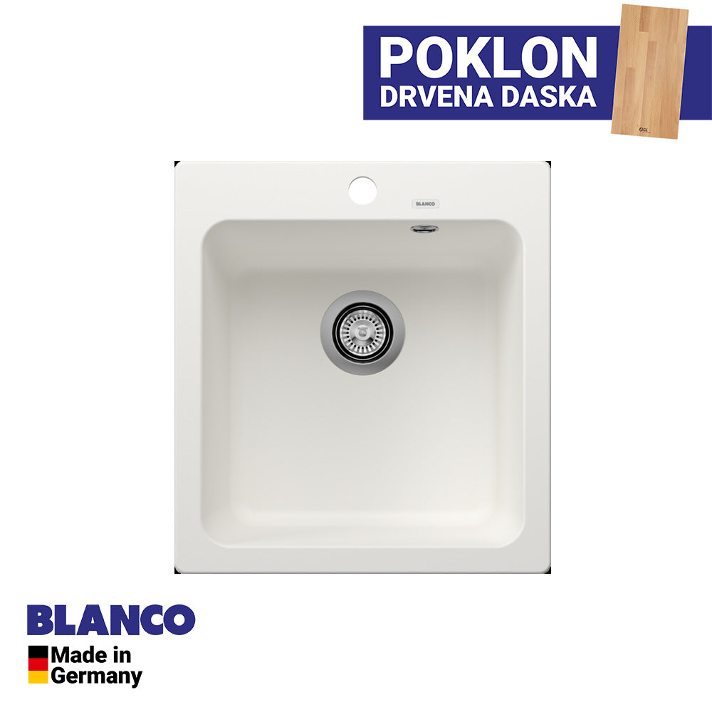 Granitna sudopera Blanco Silgranit NAYA 45 + drvena daska - 465x510x200