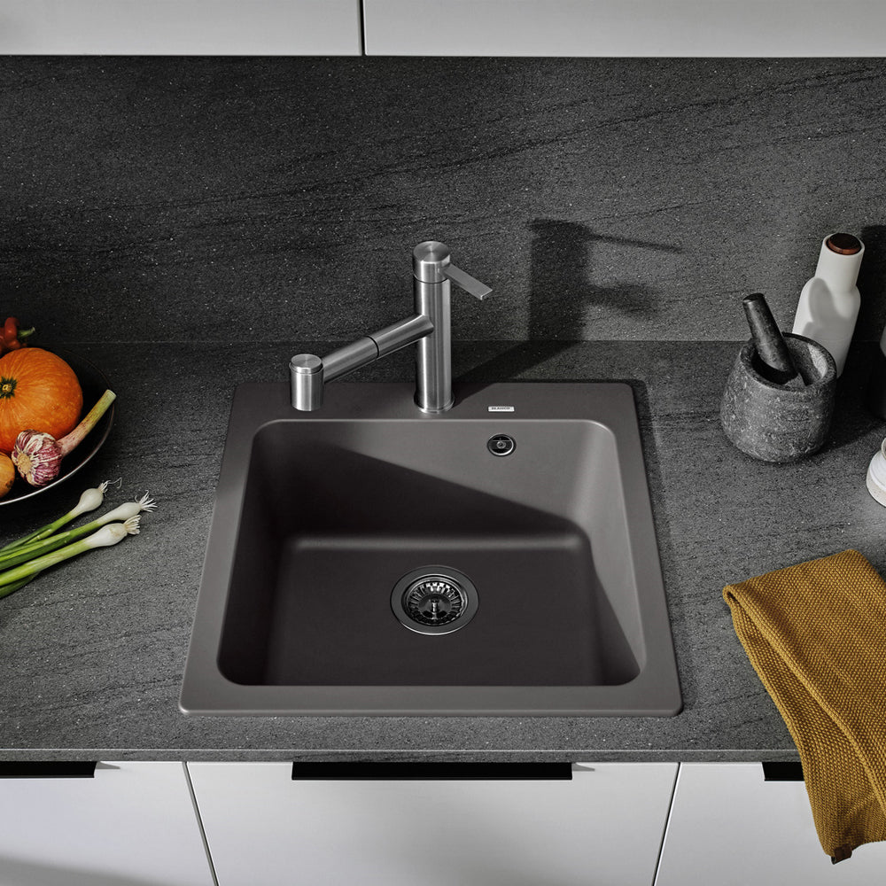 Granitna sudopera Blanco Silgranit NAYA 5 + drvena daska - 515x510x200