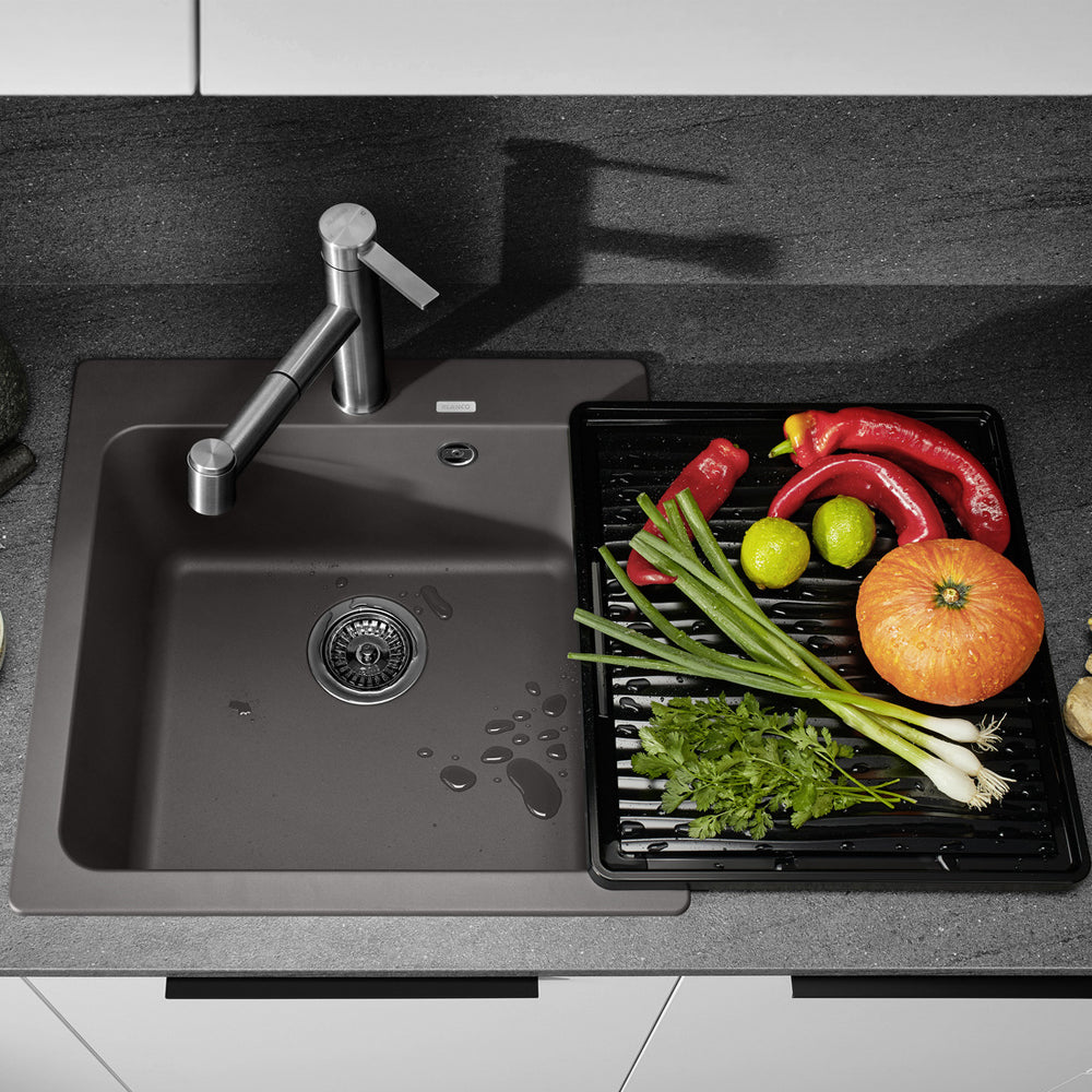 Granitna sudopera Blanco Silgranit NAYA 5 + drvena daska - 515x510x200