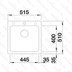 Granitna sudopera Blanco Silgranit NAYA 5 + drvena daska - 515x510x200