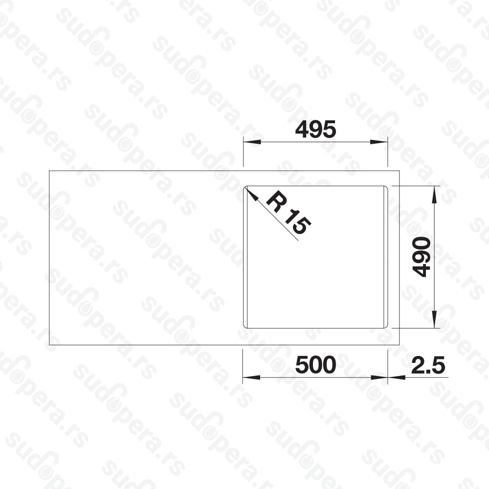 Granitna sudopera Blanco Silgranit NAYA 5 + drvena daska - 515x510x200
