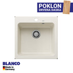 Granitna sudopera Blanco Silgranit NAYA 5 + drvena daska - 515x510x200