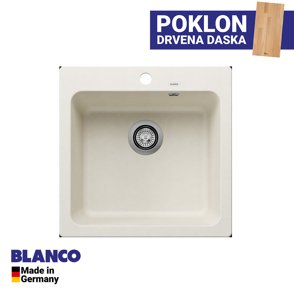 Granitna sudopera Blanco Silgranit NAYA 5 + drvena daska - 515x510x200