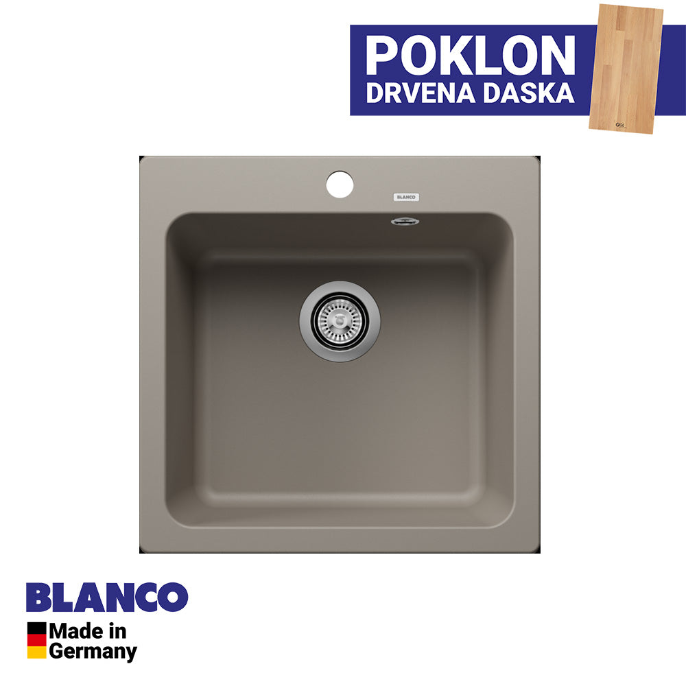 Granitna sudopera Blanco Silgranit NAYA 5 + drvena daska - 515x510x200