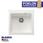 Granitna sudopera Blanco Silgranit NAYA 5 + drvena daska - 515x510x200