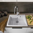 Granitna sudopera Blanco Silgranit NAYA 6 + drvena daska - 615x510x200