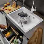 Granitna sudopera Blanco Silgranit NAYA 6 + drvena daska - 615x510x200