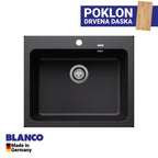 Granitna sudopera Blanco Silgranit NAYA 6 + drvena daska - 615x510x200