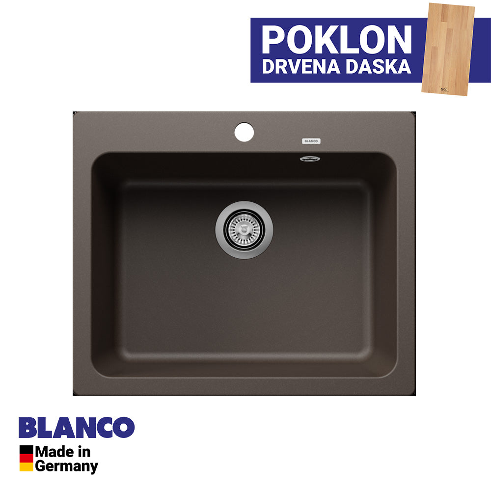 Granitna sudopera Blanco Silgranit NAYA 6 + drvena daska - 615x510x200