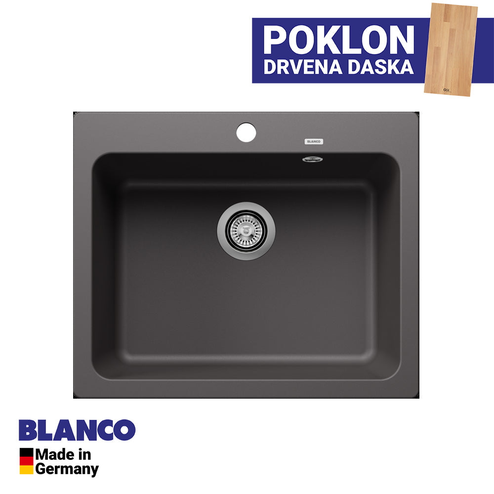 Granitna sudopera Blanco Silgranit NAYA 6 + drvena daska - 615x510x200
