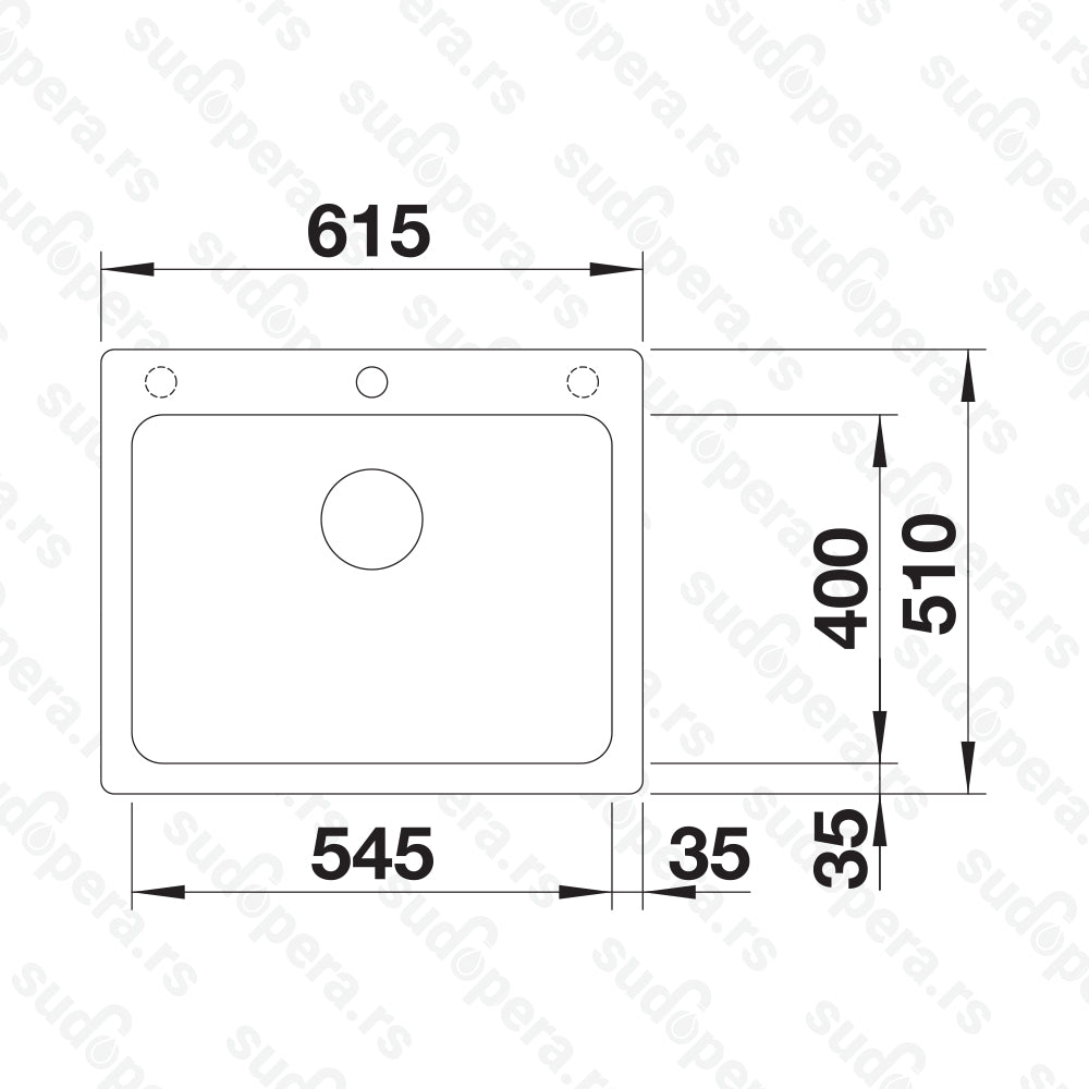 Granitna sudopera Blanco Silgranit NAYA 6 + drvena daska - 615x510x200