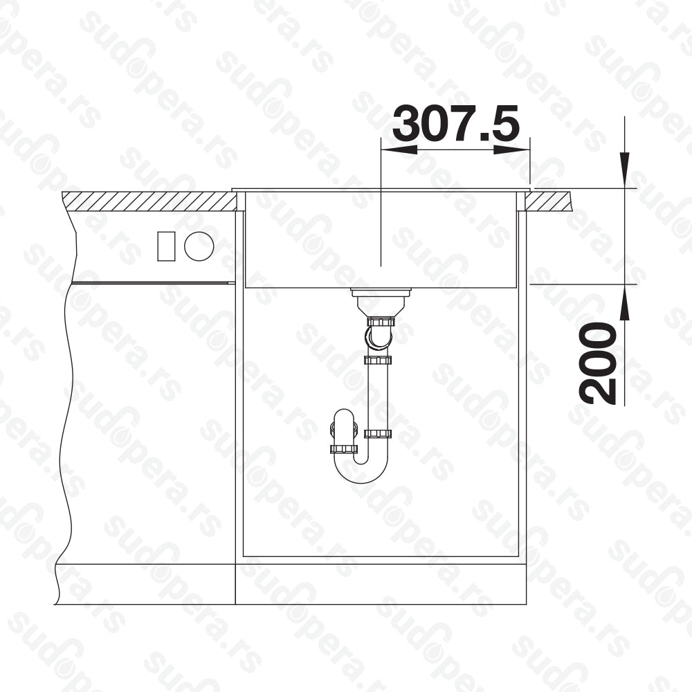 Granitna sudopera Blanco Silgranit NAYA 6 + drvena daska - 615x510x200